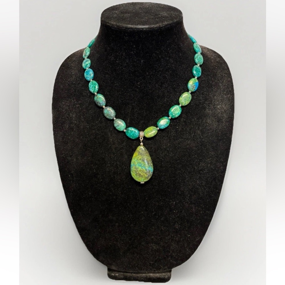Turquoise Necklace with Oval Turquoise Pendant #4735